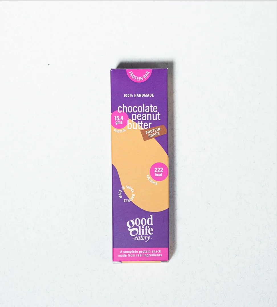Good Life Eatery chocolate peanut butter protein bar packaging