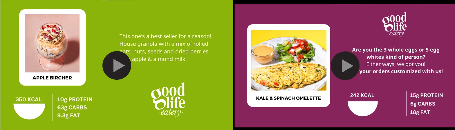 Nutrition-led social content for Good Life Eatery meals